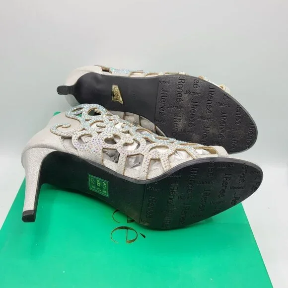 J. Renee Mcwayfalls Silver Dress Sandal High Heel Size 8.5 Shoes - Picture 7 of 10